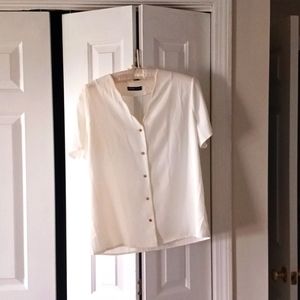 Women's White Blouse w Scallop Detail